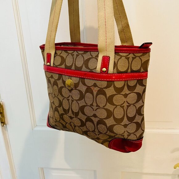 Y2K 2000 Hobo Coach Heritage Signature Stripe Pink/Tan Tote Bag Vintage - Picture 15 of 16